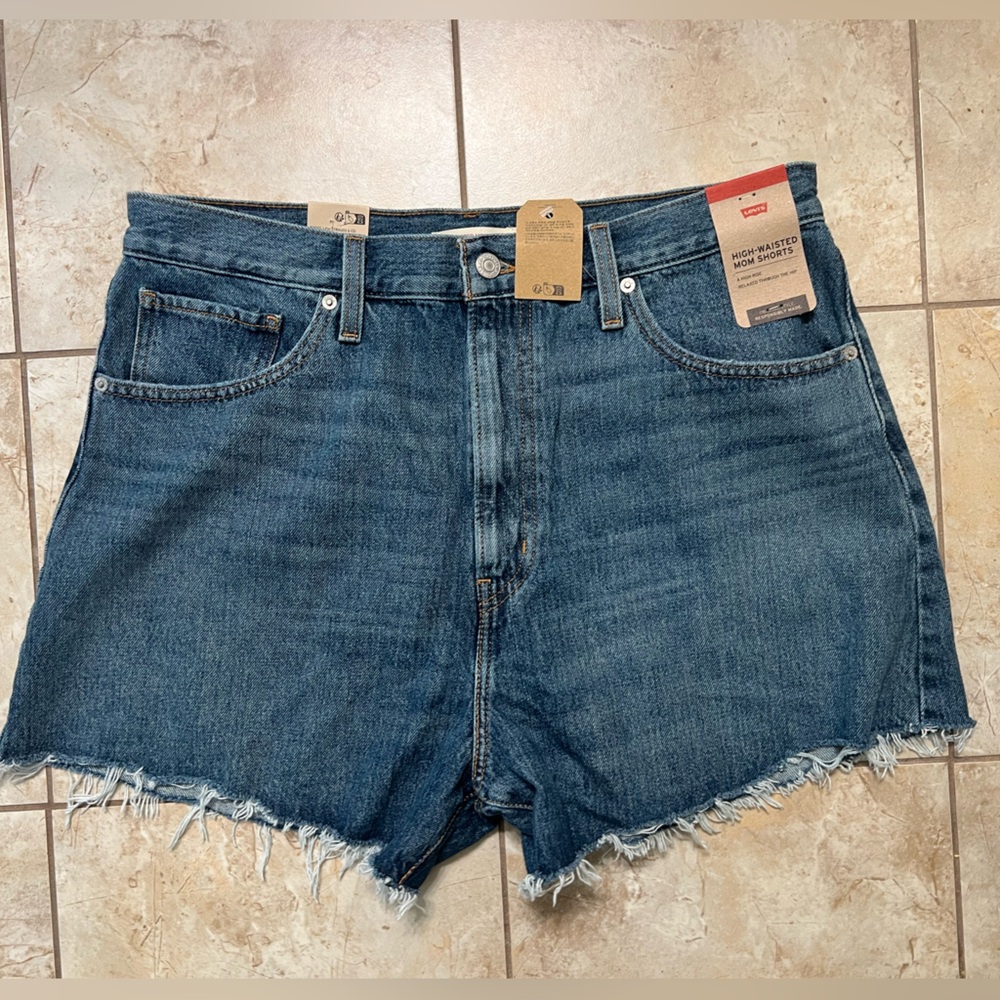 Levi's Women's Blue Denim High Waisted Mom Shorts